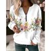 HNXC Women's Fashion Casual Autumn Winter Long Sleeve Zip Collar Blouses & Shirts
