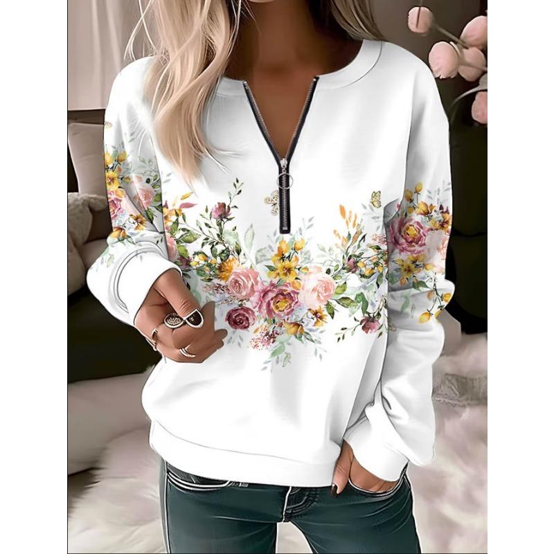 HNXC Women's Fashion Casual Autumn Winter Long Sleeve Zip Collar Blouses & Shirts