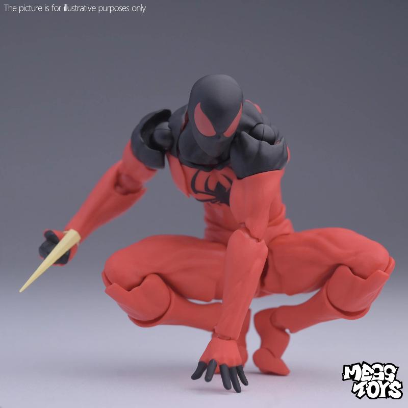 Original Mess Toys Spider Figure Black Suit Neighbor Symbiote Scarlet Spider Kaine Parker Black Red Spider Action Figure Toys