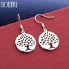 925 Sterling Silver Tree-Shaped Circle Pierced Earrings Fashion Gift