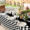Racing Theme Disposable Tablecloths Black and White Plaid for Parties, Weddings, Birthdays Durable Tablecloth