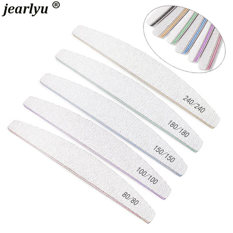 Gray-White Sand Half-Moon Nail File, Wear-Resistant, Washable, Non-Shedding, Double-Sided Grinding Strip with Teeth.