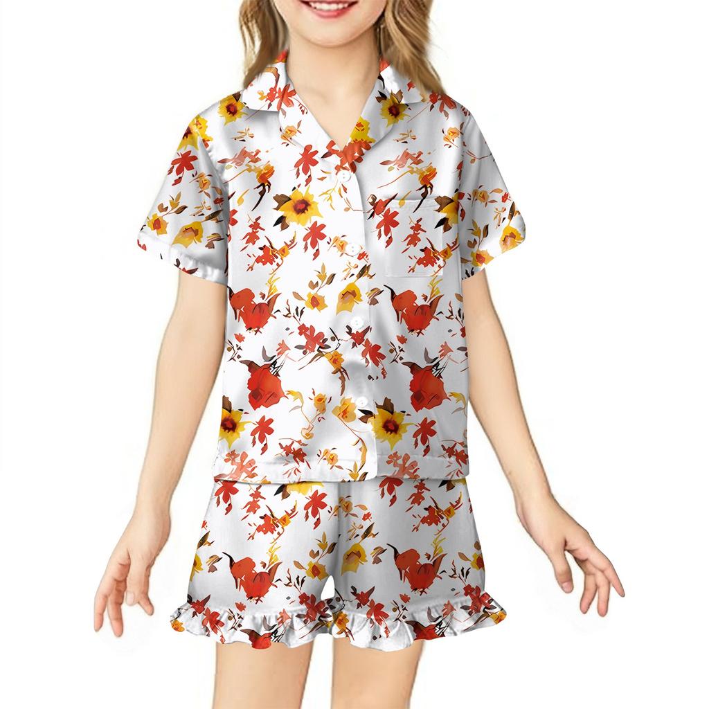 Children's Home Clothes Pajamas Set Short-sleeved Top Shorts Two-piece Set Outer Wear Play Cardigan Clothes