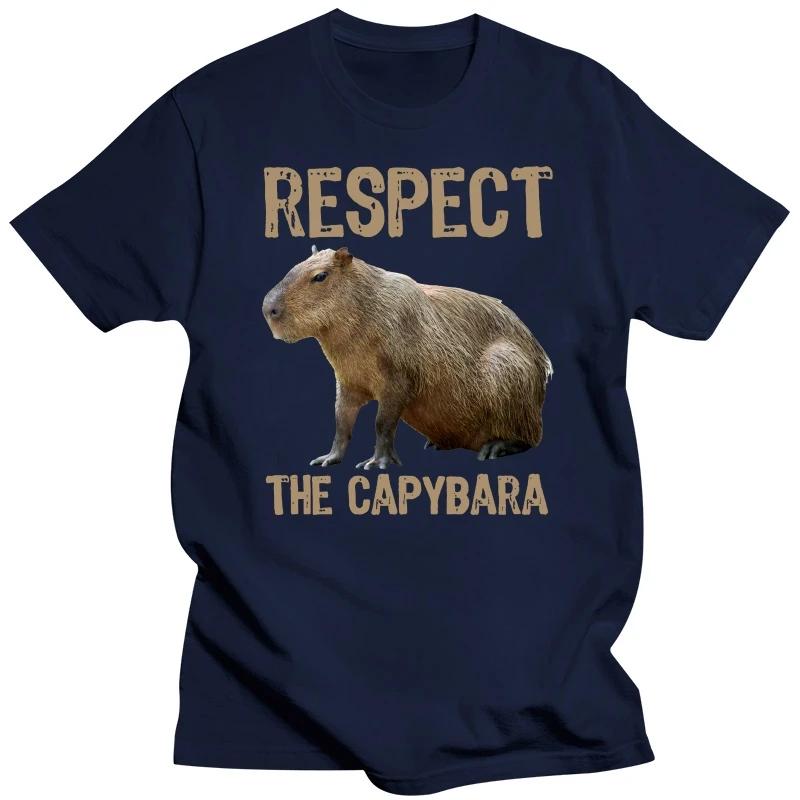 Respektera Kapybarorna Rolig Kapybara Foto Klassisk Bomull EU Storlek T-shirt Harajuku Streetwear Män Harajuku Roliga Mankläder