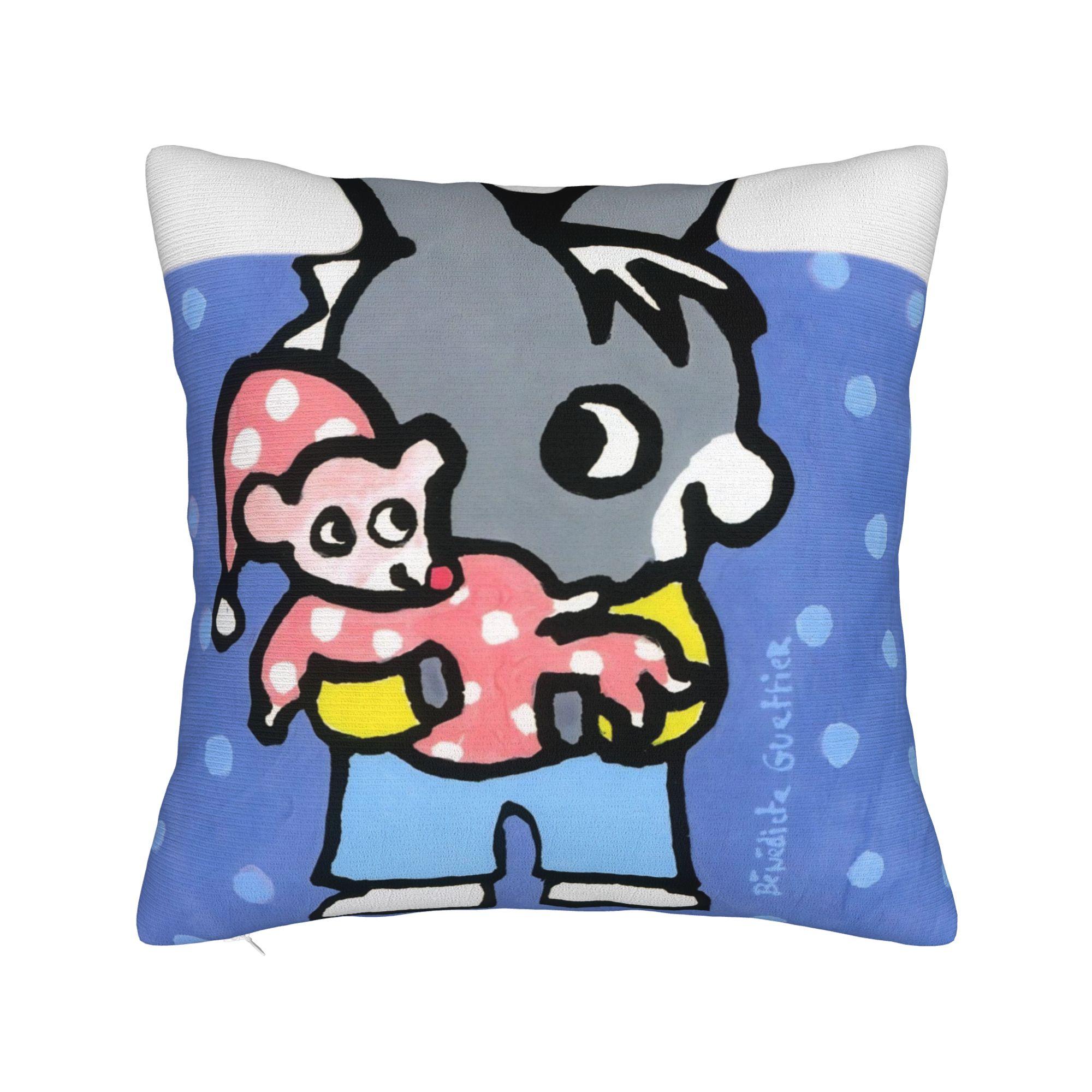 

Happy Trotro Square Pillow Case Cute Cartoon Cushion Cover Awesome Zippered Decor Pillowcase for Home 45*45cm 12x12Inch