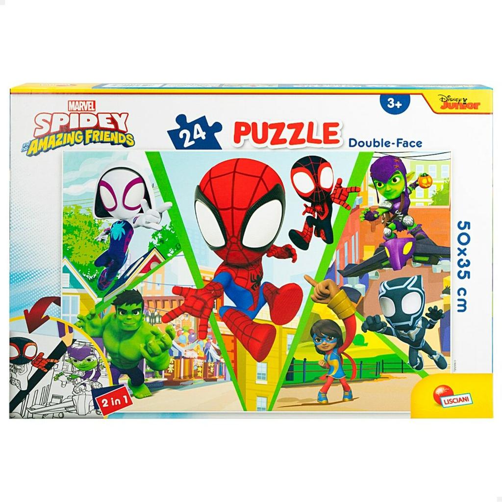 Child's Puzzle Spidey Double-sided 50 X 35 Cm 24 Pieces (12 Units)
