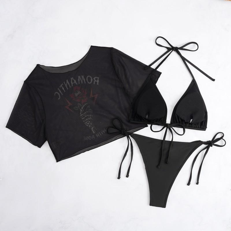 Rétro Américain Coton Court Hot Girl Bikini Femme Imprimé T-shirt Manches Courtes