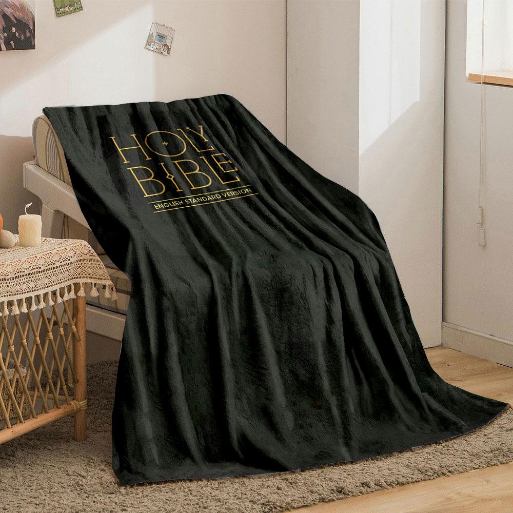 Holy Bible Print Blanket Printed Blanket for Living Room Bed Couch Lunch Break Soft Cozy Blanket for Friend's Festival Gift