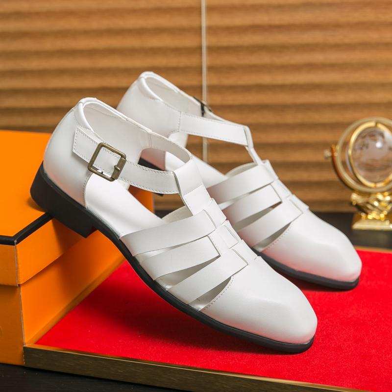 Summer New Men Sandals PU Black and White Breathable Outdoor Comfortable Walking Sandals Size 38-46 Men Sandals