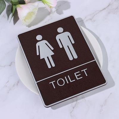 Self-adhesive Bathroom Restroom Loo Decorative Plate Man&Woman Marker Toilet Signs Stickers WC Door Plaque Imitation Leather