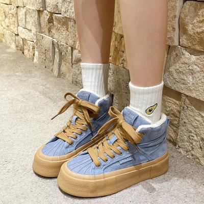 Damskie Sneakersy Casual 2024 Moda Zimowa Nowe Buty dla Kobiet Krótki Plusz Płaskie Bawełniane Buty Platforma Damskie Buty do Chodzenia