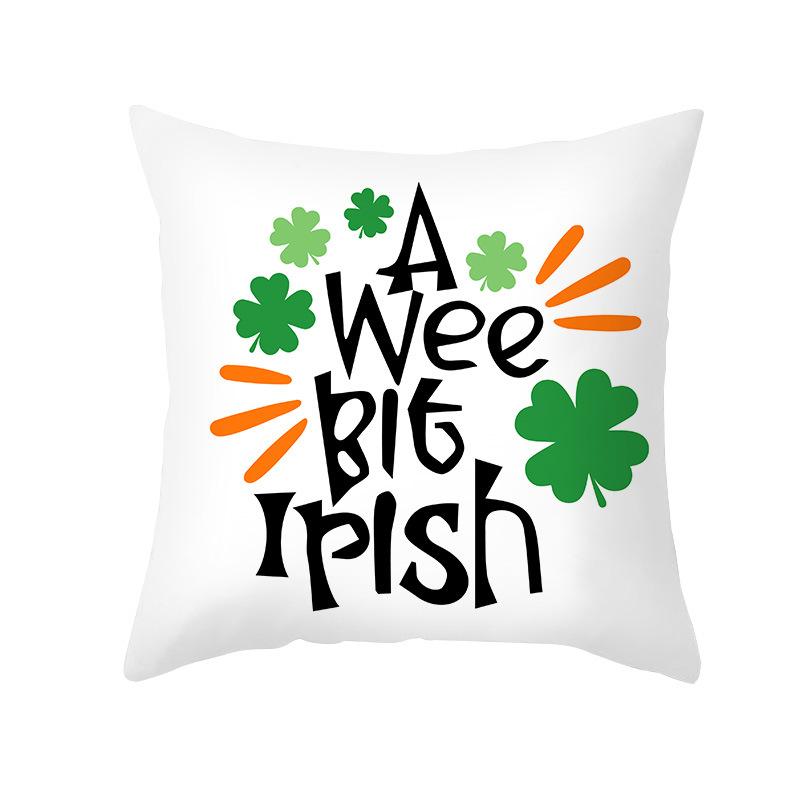 St. Patrick's Day Pillow Cover Nordic Green Four-leaf Clover Sofa Cushion Cover Peach Skin Pillow Cover