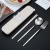 Portable Tableware Picnic Stainless Steel Cutlery Set Dinnerware Coffee Spoon Chopsticks with Box Kitchen Utensils for Children