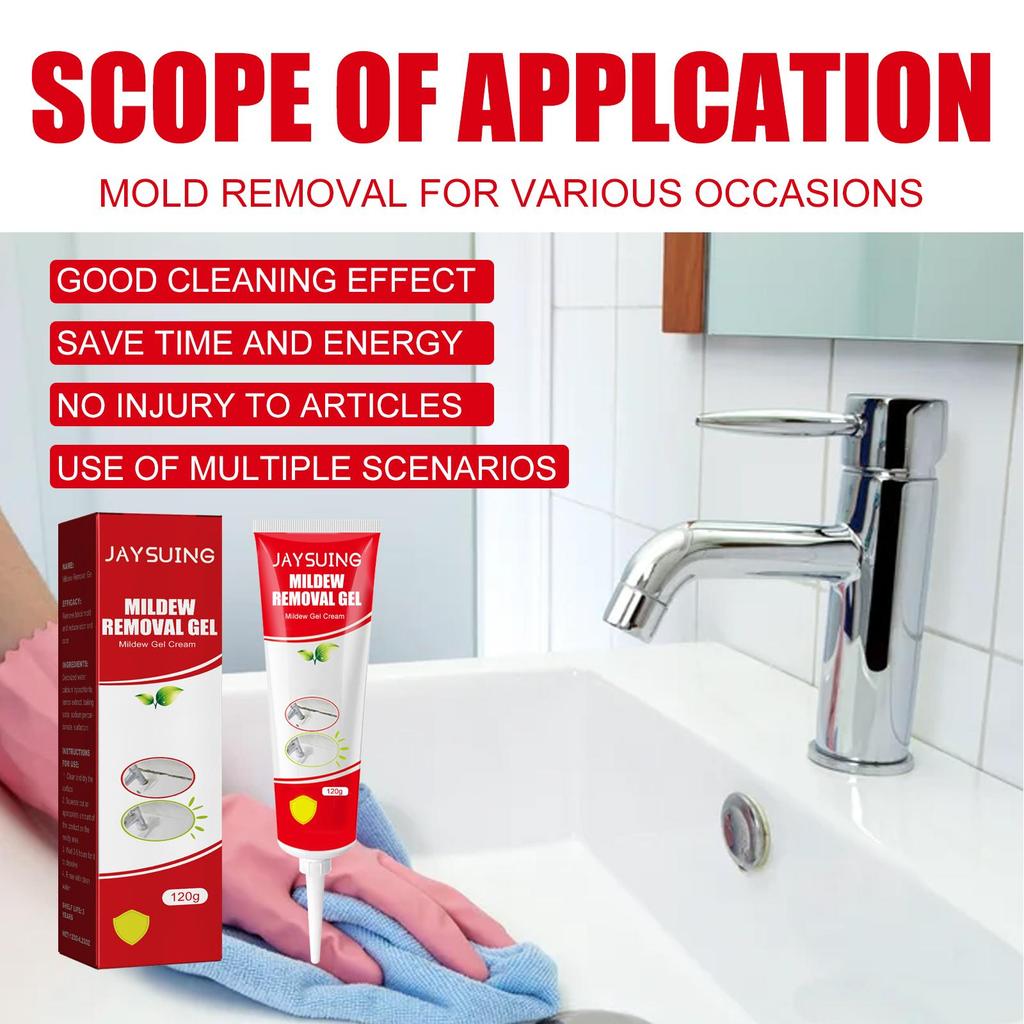 Jaysuing Mildew Remover, Cleaning and Stain Removal Anti-Mold Cleaner for Bathroom and Kitchen Ceilings and Walls, 120g