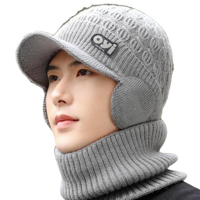 Woolen Hat for Men In Winter Windproof Large Brim Warm and Cold Hat New Knitted Hat Autumn and Winter Cold Proof Hat for Men