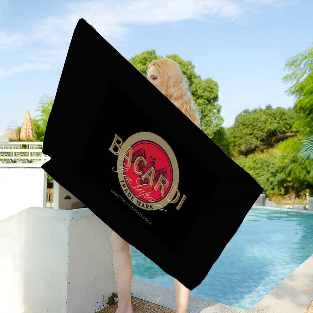 B-Bacardi Rum Vampirfledermaus Mikrofaser Decke Schnelltrocknend Strandtücher Übergröße Druck Super Saugfähig Pooltuch Decke