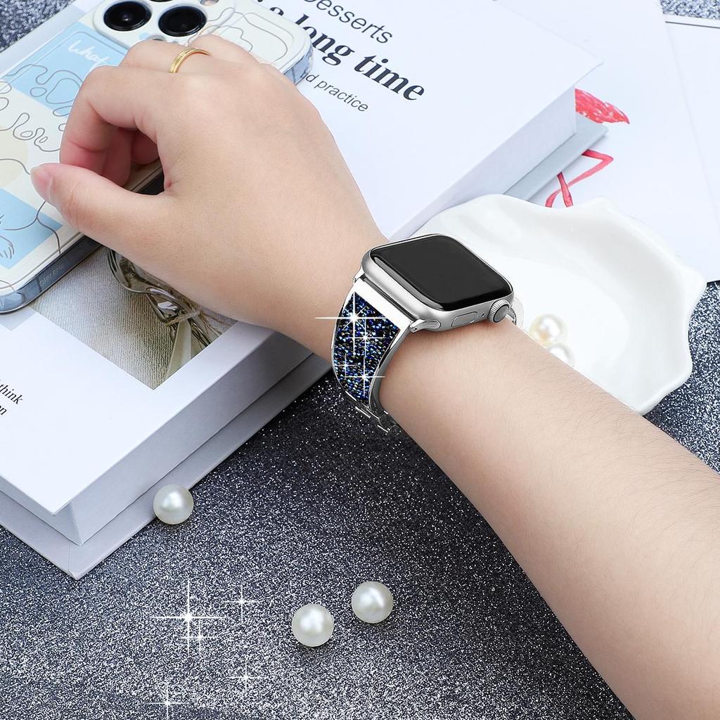 Apple Watch Serisi için lüks Elmas Bilezik Band Ultra9/8/7/6/5/4/3/2/se Paslanmaz Çelik saat kayışı Iwatch için 41mm 45mm 38 42mm Kayış