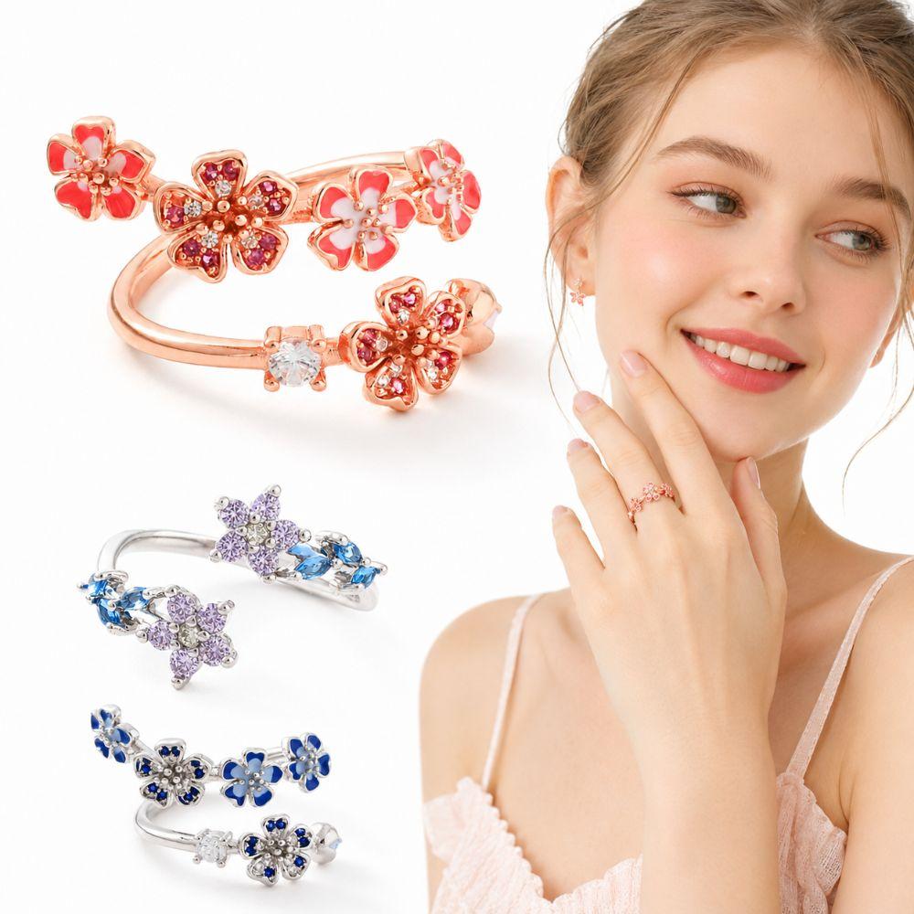 Adjustable Open Flower-shaped Ring Five-pointed Star Decorative Ring Anniversary Gift