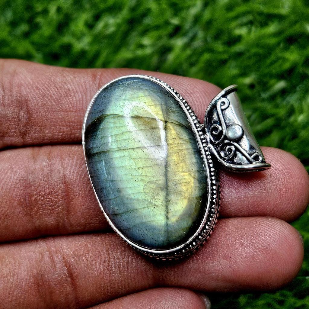 Natural Labradorite Pendant Sterling Silver Pendant Labradorite cabochon pendant oval shape Pendant Labradorite Handmade jewelry Gift for her