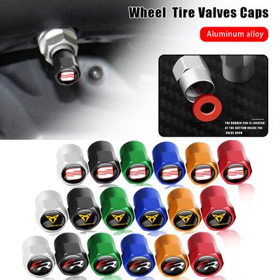 4Pcs Car Wheel Tire Valve Caps Tyre Stem Cover Bolt-In Accessories For Cupra FR Ateca Ibiza Cordoba Leon Exeo Altea Arona