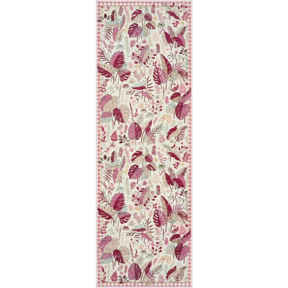 Runner Rug Green Plants Corridor Carpet Bedside Bedroom Modern Leaf Print Hallway Rugs Foldable Machine Washable Home Decoration