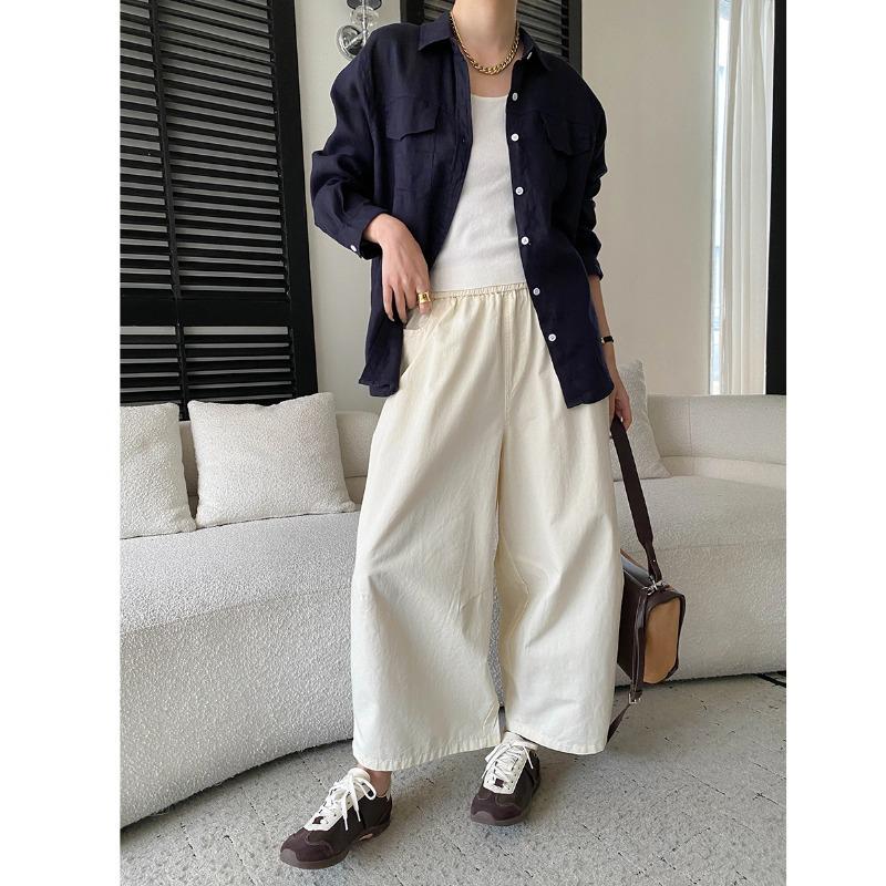Sinan Early Spring 100% Linen Double Pocket Old Money Style Casual Shirt SN8622 One Size темно-синий