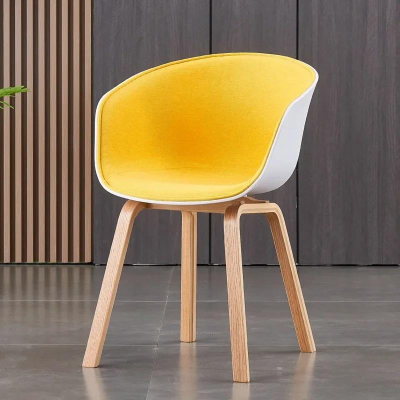 Chair Nordic Plastic Chair Solid Wood Back Coffee  Modern Minimalist Restaurant Leisure Chair Desk Designer