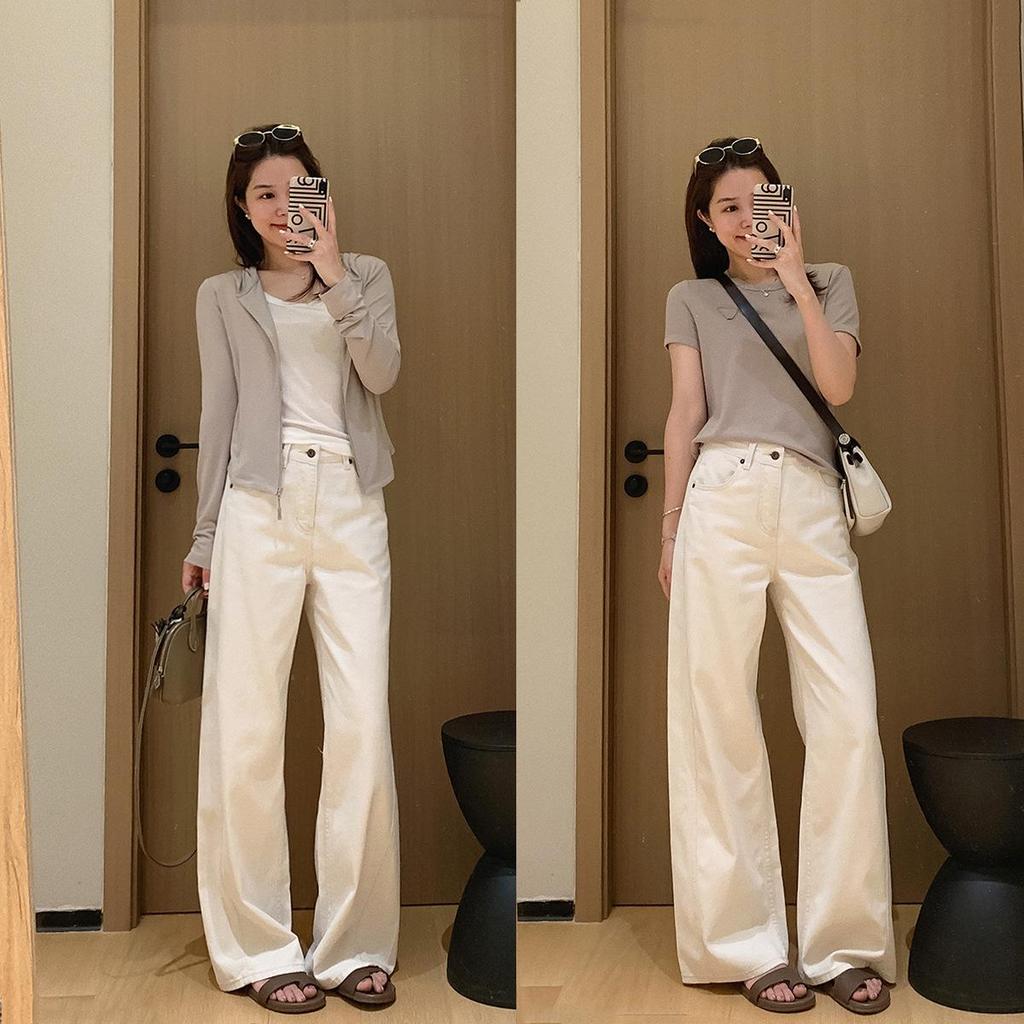 Da Ding's BC White Cow Dual Linen Cotton Wide-Leg Pants - Summer Relaxed Old Money Jeans
