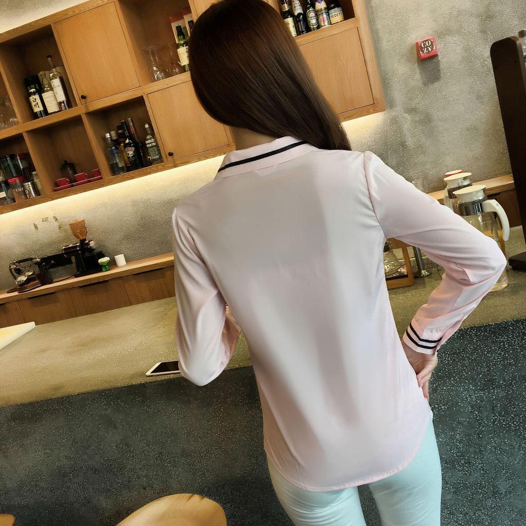 Versatile Korean Style Women's Chiffon Long-Sleeve Casual Loose Plus Size Shirt for Spring/Summer Fashion