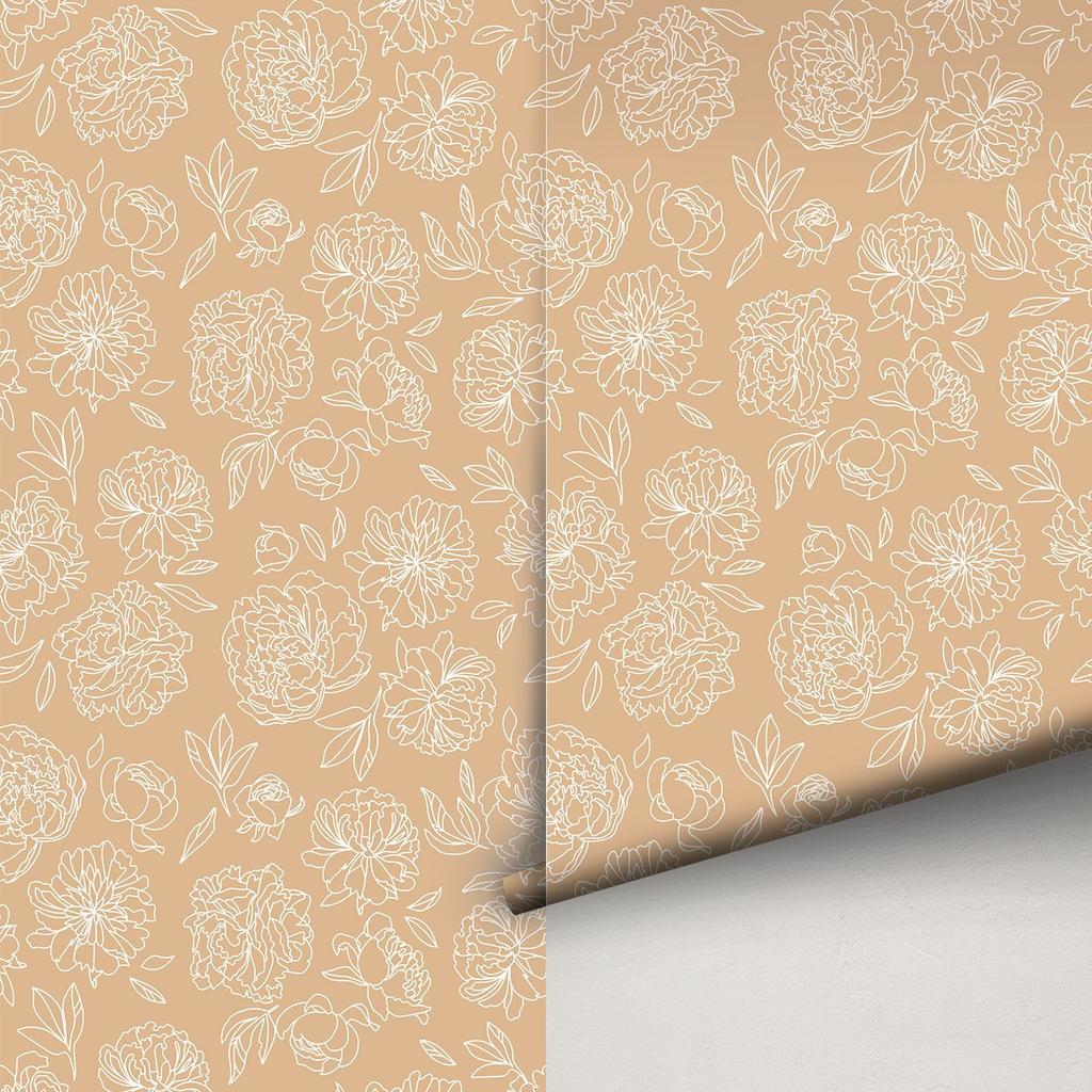 Peel and Stick Peony Floral Wallpaper Self Adhesive Blooming Flower Wall Decor Paper Waterproof Cabinet Sticker