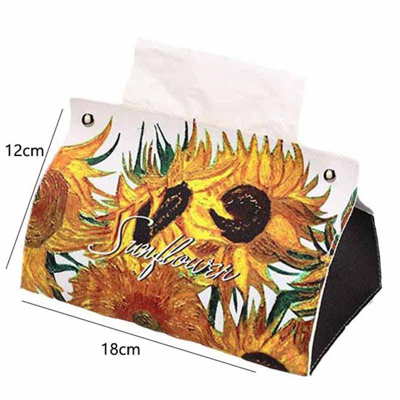 Sonnenblumenölgemälde Taschentuchbox Retro Haushaltsserviettenpapier Aufbewahrungsbox Taschentuchhalter Fall