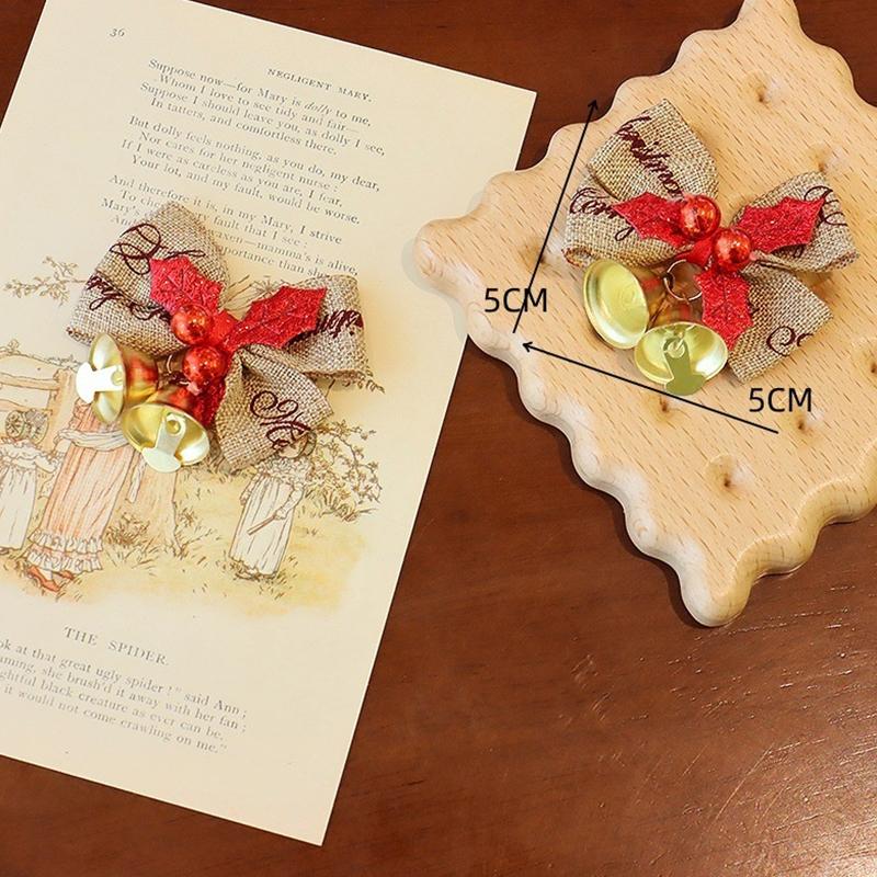 7Pcs Christmas Bow Xmas Tree Decoration Bell Bow Christmas Ornaments Bowknot Crafts New Year Navidad DIY Gift Wrapping Decor