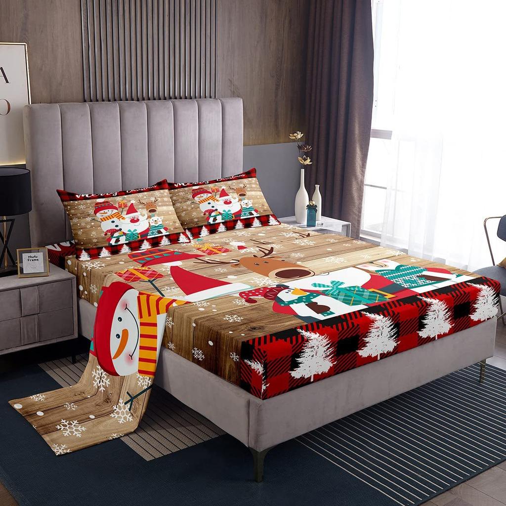 Christmas atmosphere theme pattern mattress four-piece bedding set bedroom dormitory bedding decoration