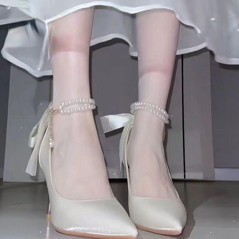 French temperament high heels new design sense niche not tired feet bridesmaid wedding dress two wear wedding shoes bride shoes