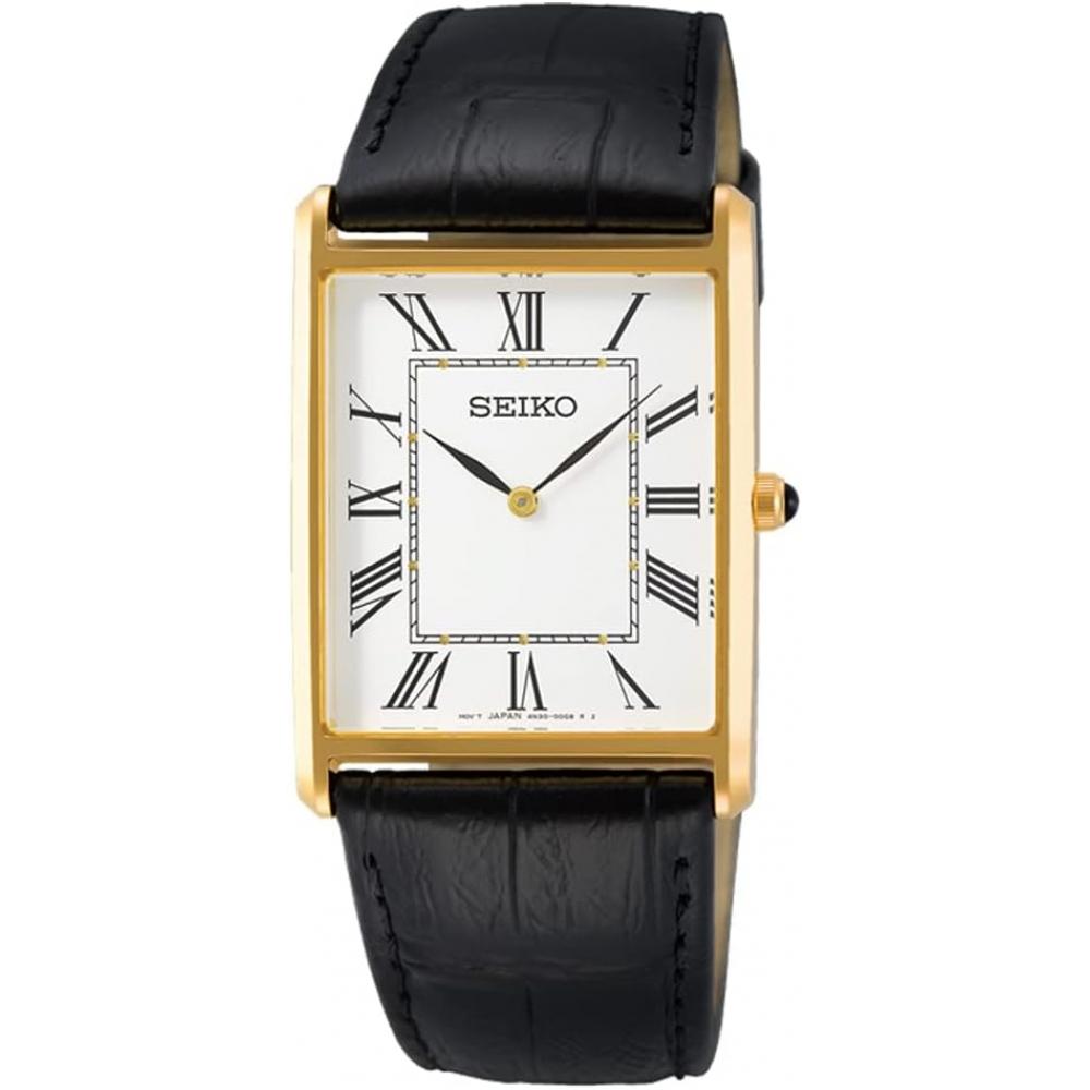 [Seiko] Seiko Men S Square deSign Quartz Watch Swr052 White Dial X Black Leather Band [parallel Imported Product]