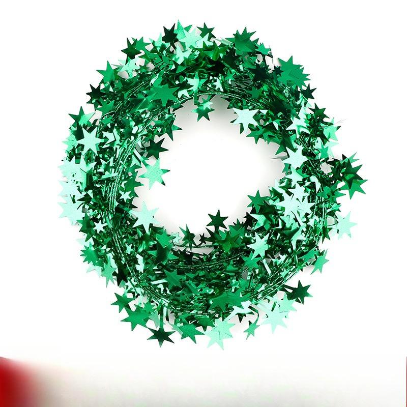 2Pcs Christmas Tree Pendant Wire Glitter Five-pointed Star Garland Home Decoration with Pull Flower Zipper Leaf