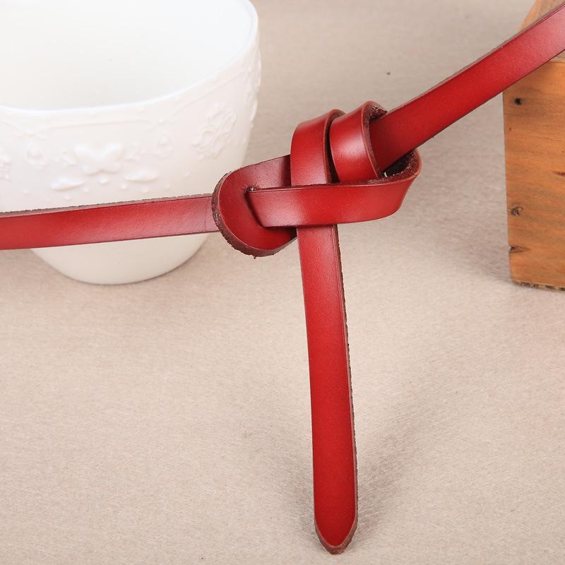 Plattichi Korean Retro Genuine Leather Ladies' Decorative Knotted Red Belt