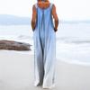 Wide Leg Overalls For Women Casual Loose Sleeveless Jumpsuits Retro Print Button Long Pant Romper Jumpsuit With Pockets
