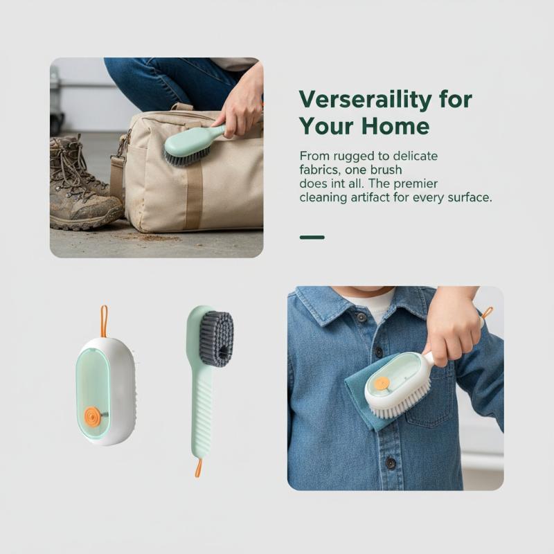 Press Type Soap Dispensing Cleaning Brush With Soft Non Scratch Bristles For Laundry Shoe Cleaning Household Use