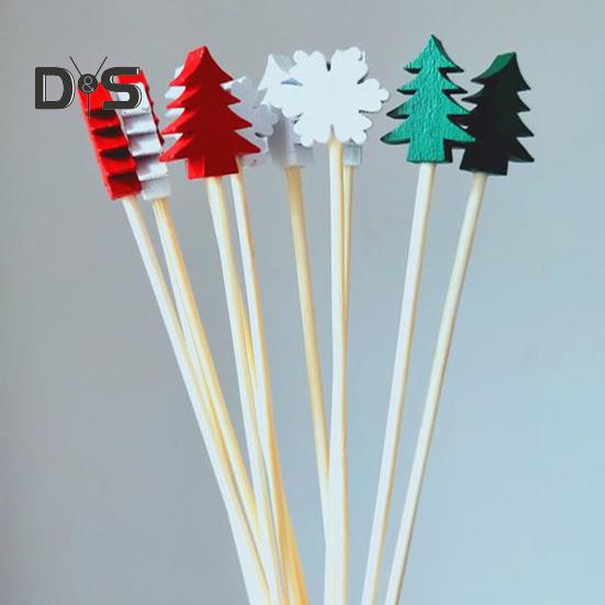 50Pcs Natural Fruit Toothpicks Food Grade Durable Xmas Tree Snowflake Shape Disposable Fruit Sticks