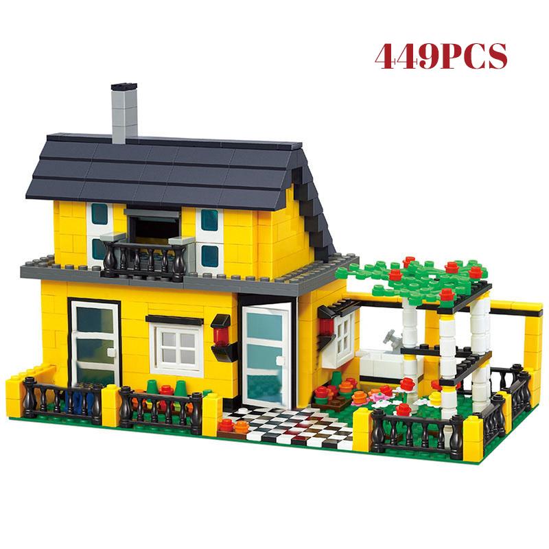House Villa Architecture Cottage Model Building Blocks Bricks Friends for Girl Beach Hut Modular Home Village Creative City Shop