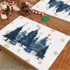 4pcs/6pcs Christmas Placemats for Dining Table, Navy Golden Xmas Trees Kitchen Table Mat, Coffee Mat, Home Decoration, Suitable for Daily Holiday Kitc