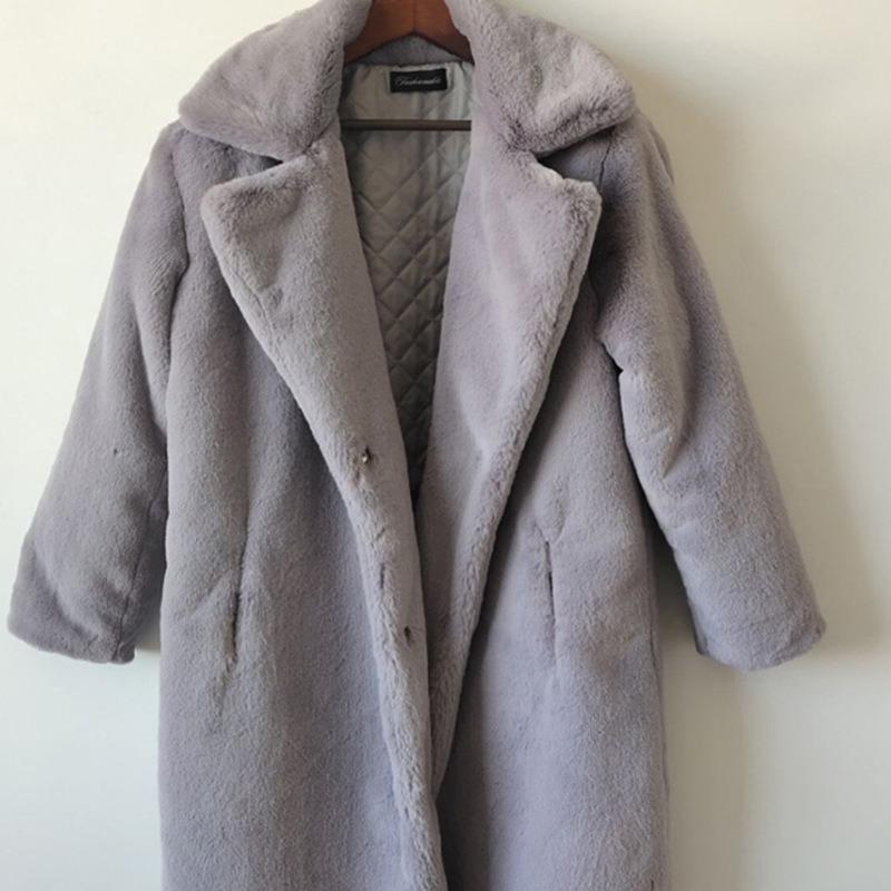 New Winter Imitation Rabbit Fur Coat Women's Extended Knee Imitation Fur Jacket Thickened Warm Plush Jacket