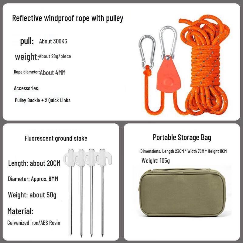 Outdoor Tent Guyline Adjuster Kit