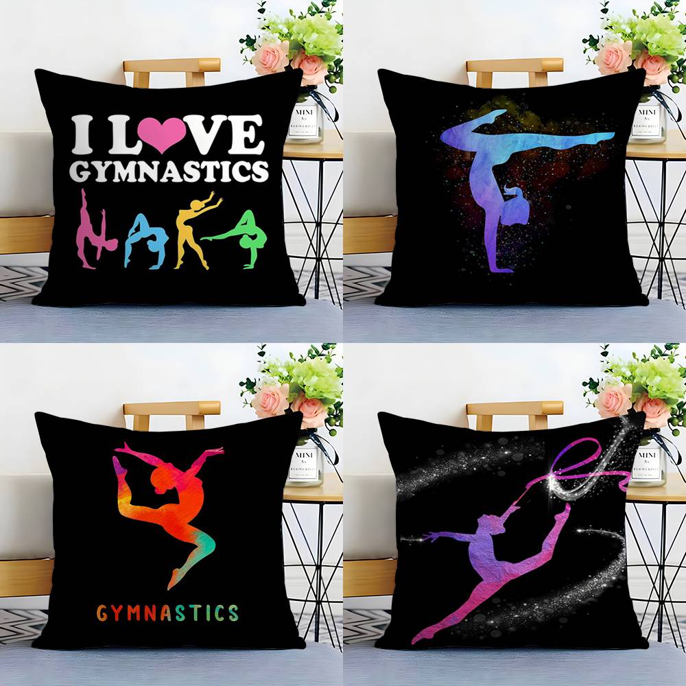 Gymnastics Water Color Pillow Case Sofa Living Room Bedroom Double-sided Printing Square Cushion Nap Time Cushion Cover