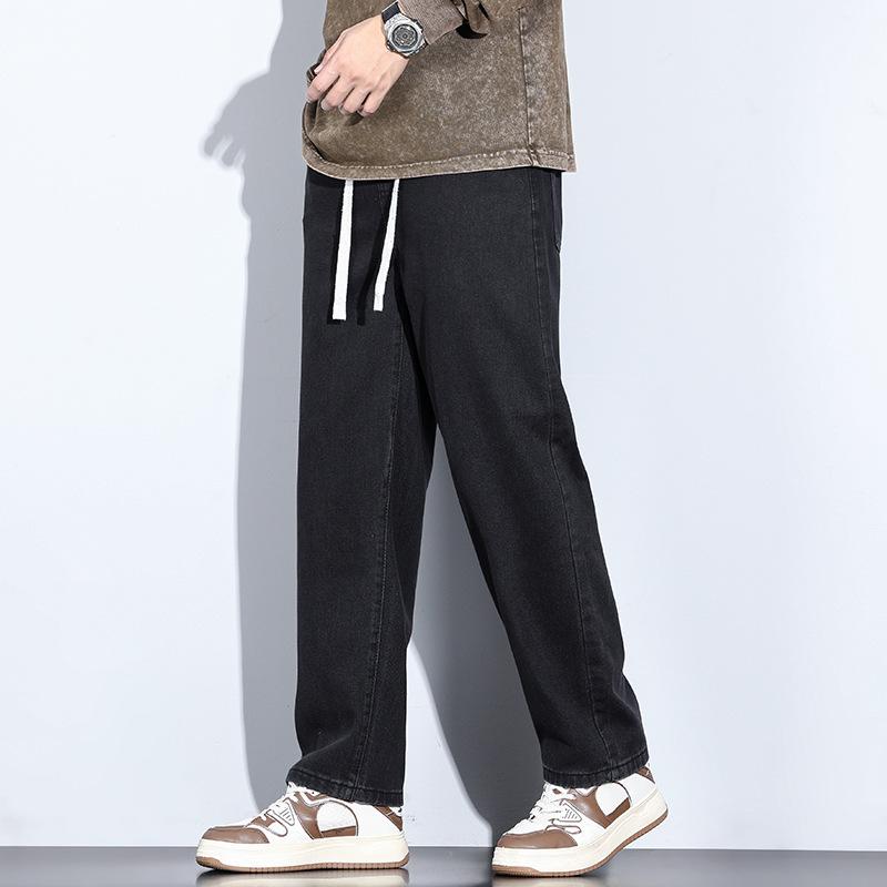 Primavera e autunno nuovi jeans di alta qualità in peluche per uomo pantaloni casual spessi elastici aderenti tubolari dritti pantaloni da uomo autunnali e invernali