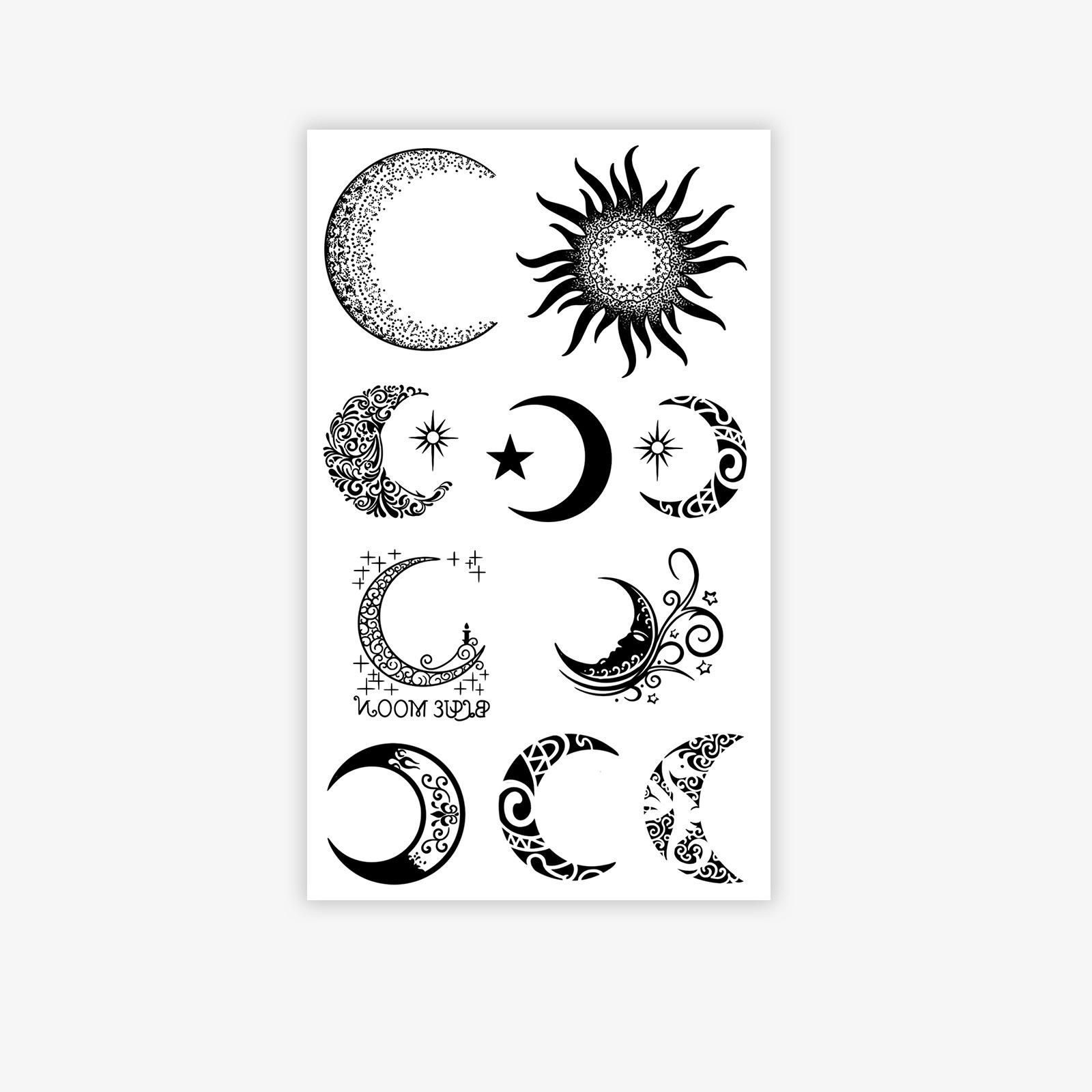 Sun And Moon Totem Tattoo Sticker, Waterproof, Sweat-Proof, Long-Lasting And Realistic, Large Arm Pattern Couple Tattoo Sticker 9*15CM