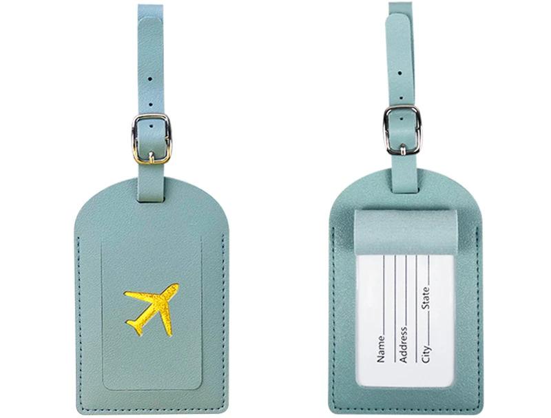Etiqueta de Bagagem Fofa de Couro PU para Homens e Mulheres Etiqueta de Endereço para Mala Etiqueta de Identificação de Nome e Endereço para Mala de Embarque Acessório de Viagem