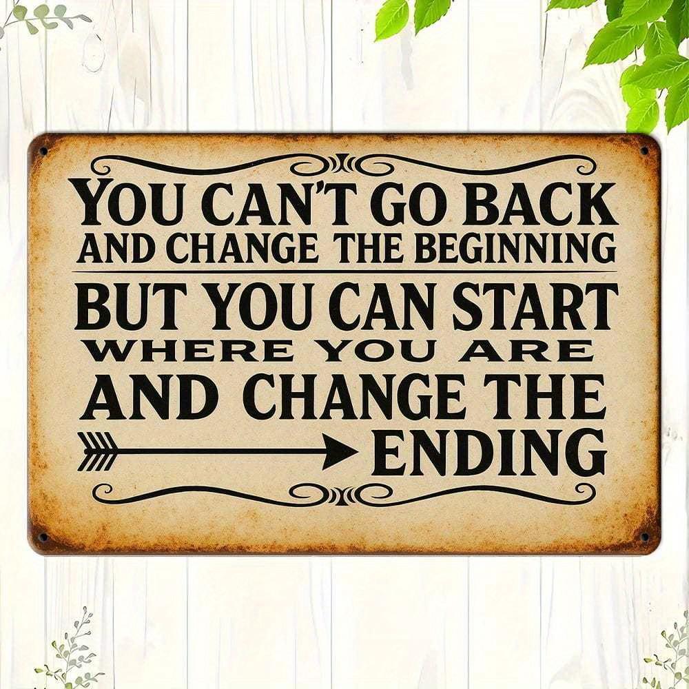 Vintage motivational metal sign with ornate border. чистый