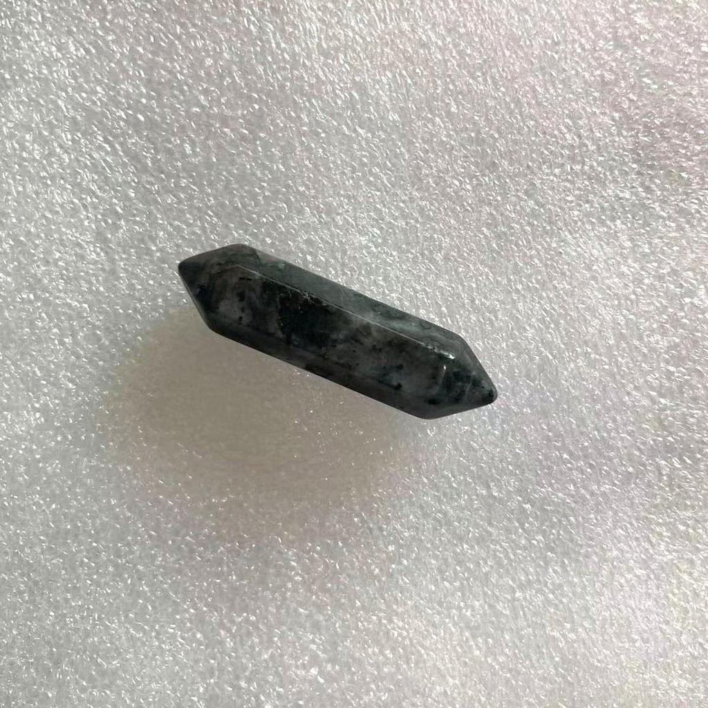 32x8mm Natural Stone Crystal Double Pointed Hexagonal Column Pendant Necklace